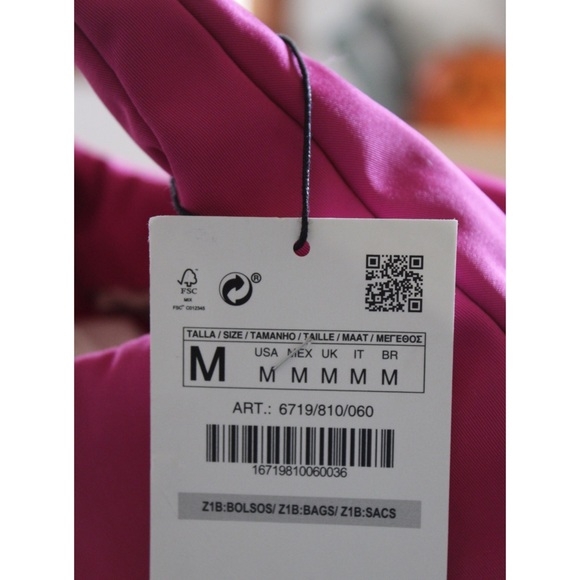 Zara NWT Fuchsia Pink Mini Tote bag with Flower Detail - Picture 8 of 11